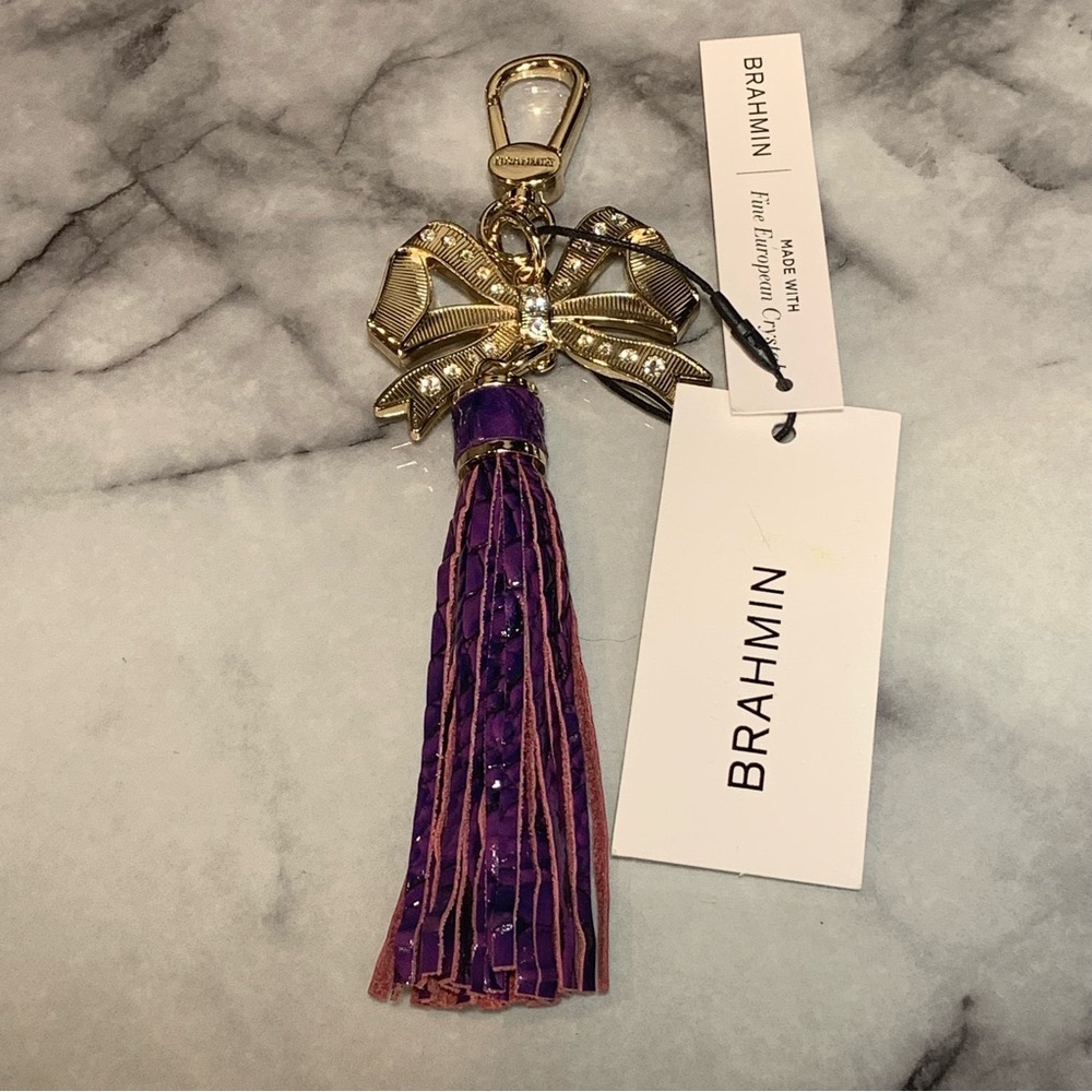 Brahmin Bow Charm Tassel Royal Purple Melbourne NWT